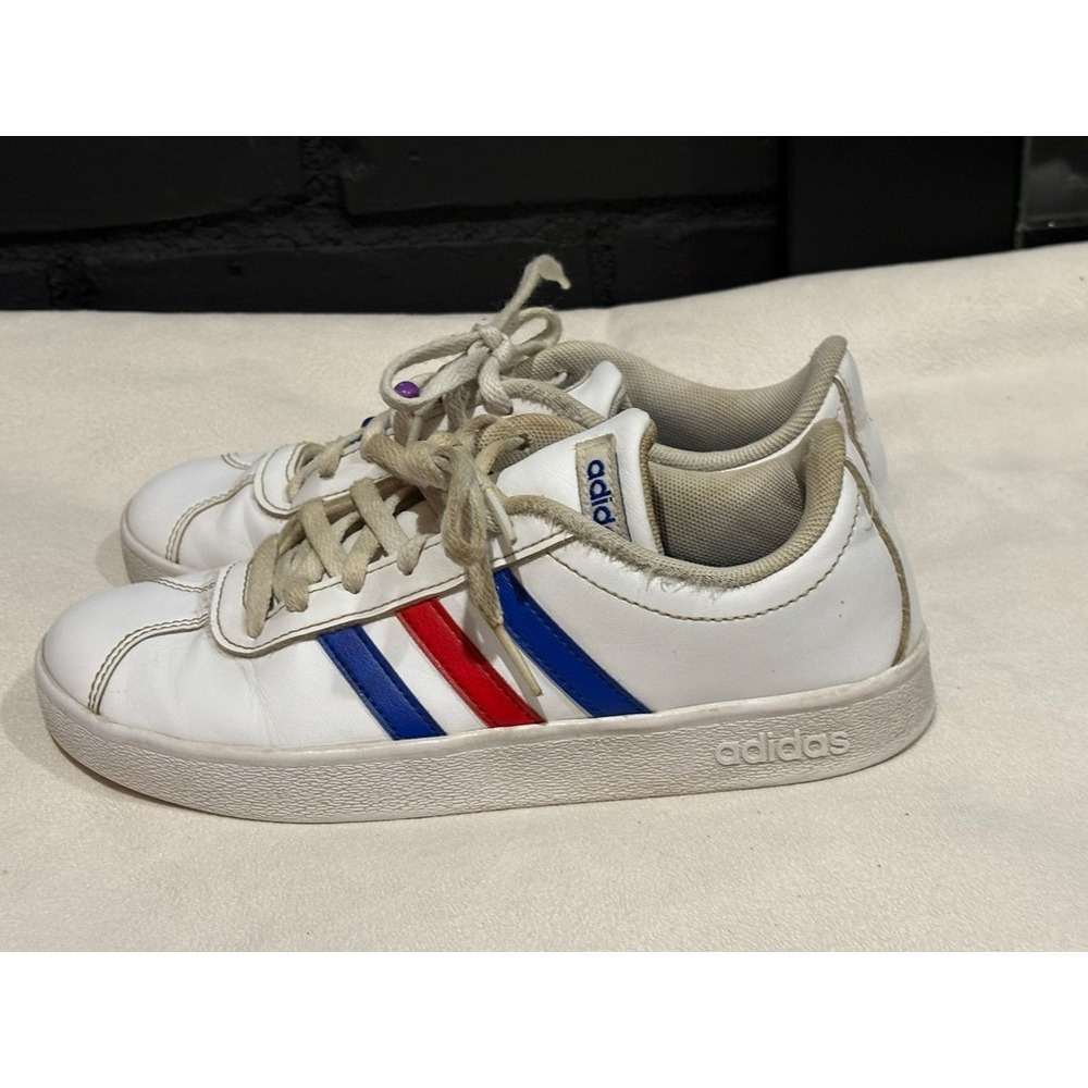 Adidas VL Court 2.0 Kids Sneakers White Red Blue FY7170 Size 3 US - Picture 2 of 7